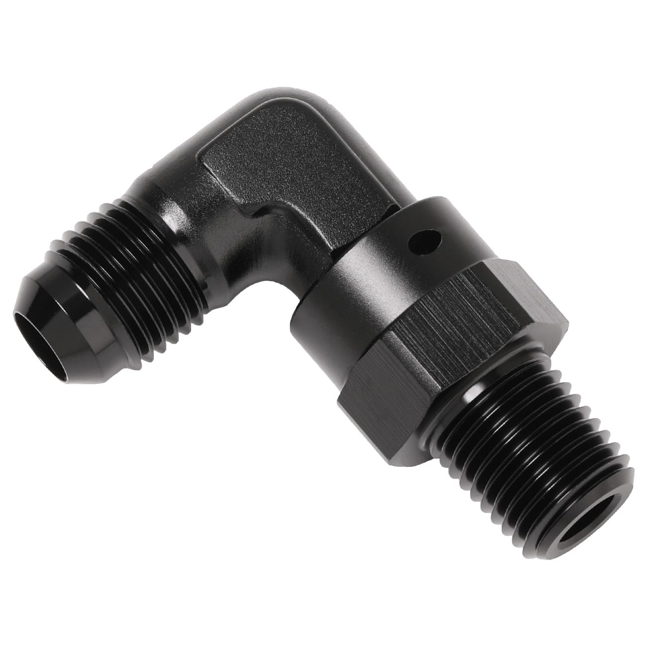 Podavelle 6AN Male Flare to 1/4 NPT Pipe Swivel 90 Degree Fitting Adapter Connector Aluminum Black