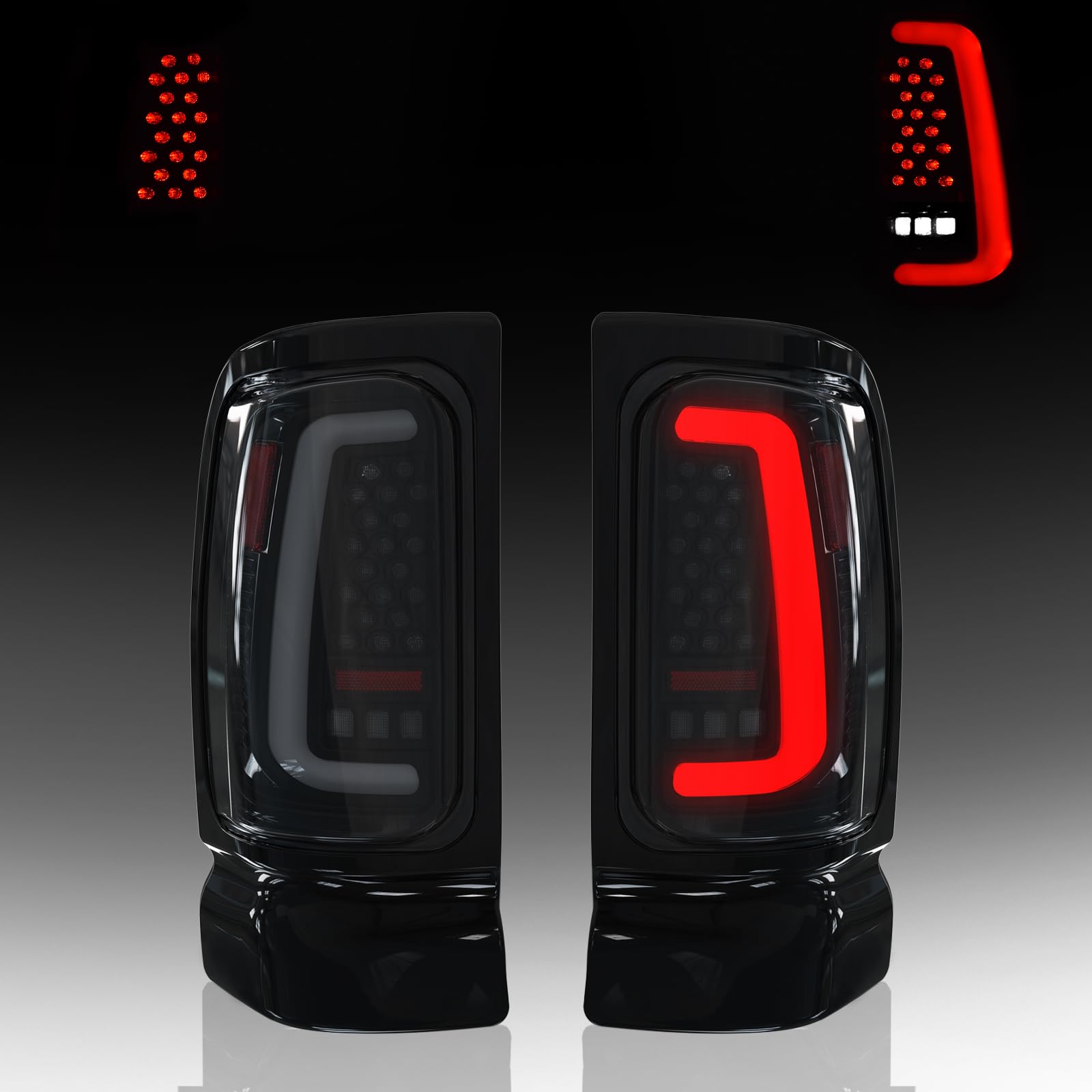 Sequential LED Tail Lights for 1994–2002 Dodge Ram,Plug and Play