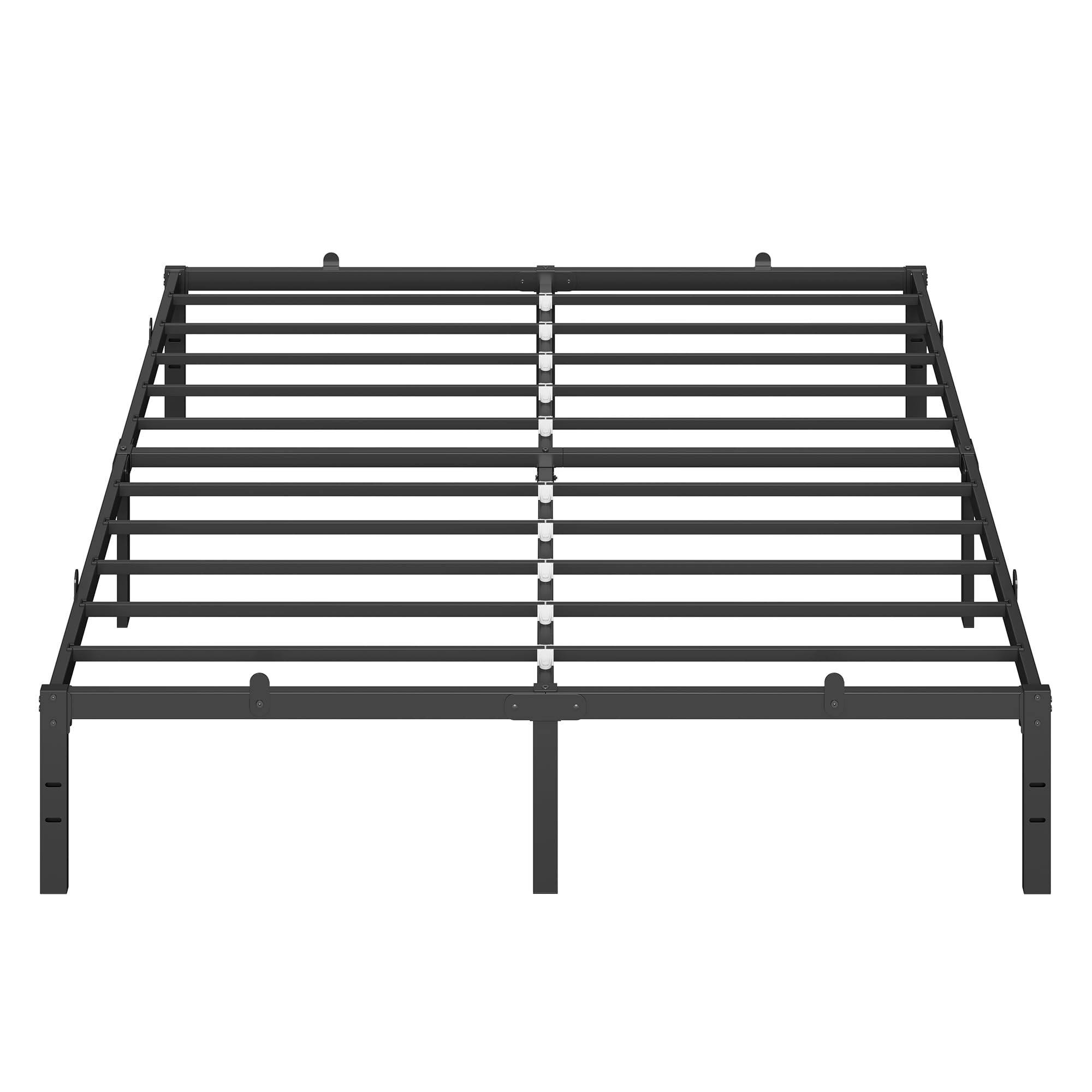 VASAGLE Bedframe 160 x 200 cm met metalen lattenbodem, metalen frame met opbergplanken, hoofdeinde, voor jongeren, eenvoudige montage, inktzwart RMB195BD01