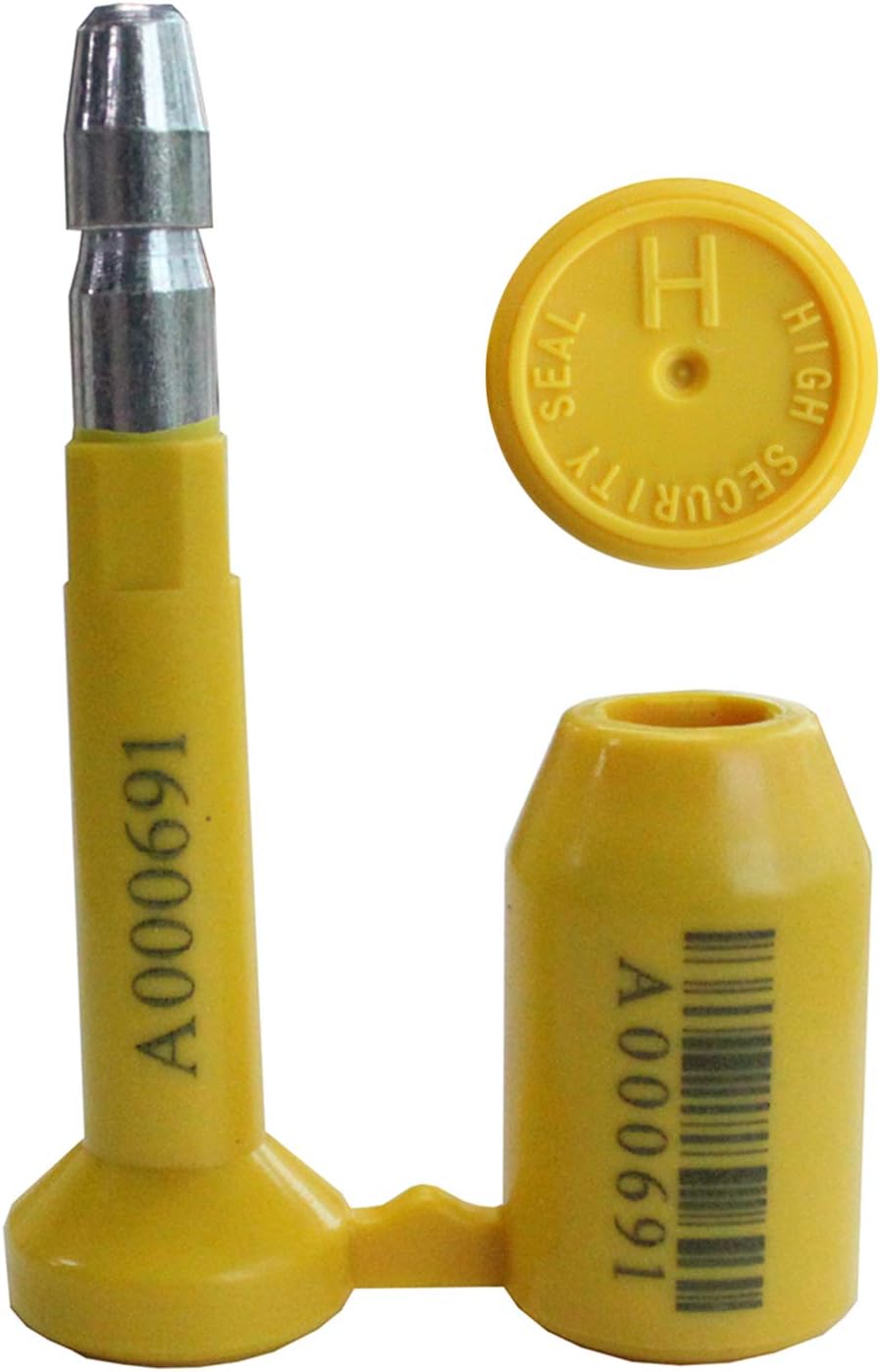ISO 17712 and C-TPAT Certified High Security Bolt Seals for Cargo Containers, Trucks, Railways, Wagons, and Trailers (10-Pack, Yellow, Unique Barcode, Model HSS-007)