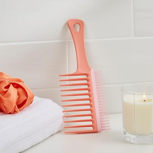 Miniatura 7 de Tangle Teezer Peine de dientes anchos, de doble cara para desenredar y menos roturas, para tipos de cabello rizado de 3C a 4C, Melocotón