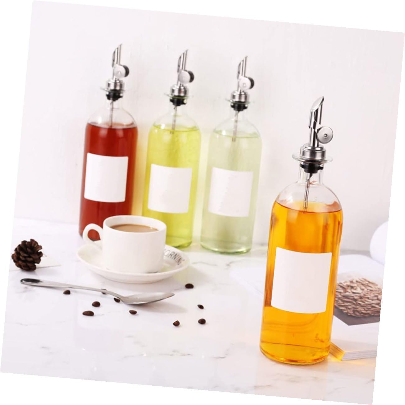 6pcs Practical Oil Dispenser Oil Spout Stainless Steel Wine Cork Pourer Versatile Bar Wine Spout