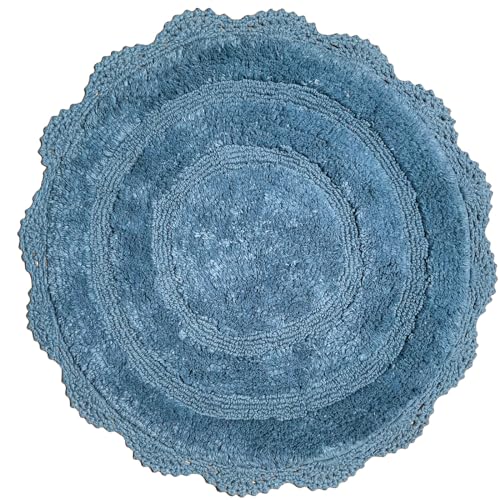 Chardin home Provincial Blue Crochet Bathrug,100%...
