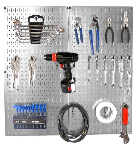 Wall Control Pegboard 32in x 32in Metal Pegboard Organizer Starter Kit Galvanized Tool Board product thumbnail 2