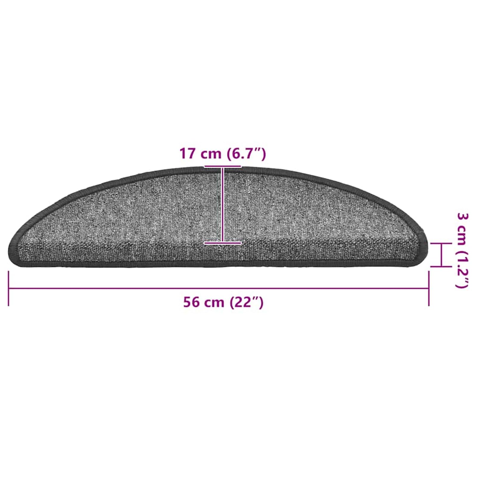 20 tappetini per gradini, antiscivolo, fonoassorbente, in 100% polipropilene trapuntato, colore grigio scuro (56 x 17 x 3 cm), lavabili e pieghevoli, con nastro biadesivo, per interni