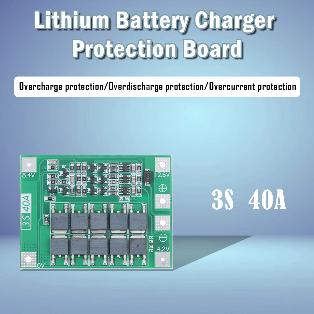 DAOKAI 2Pcs 40A 3S PCB Protection Board Li-ion Lithium Battery Charger Protection Board Enhanced Edition with Nickel Strip for 40A Drill Motor 11.1V 12V 12.6V Lipo Cell Module