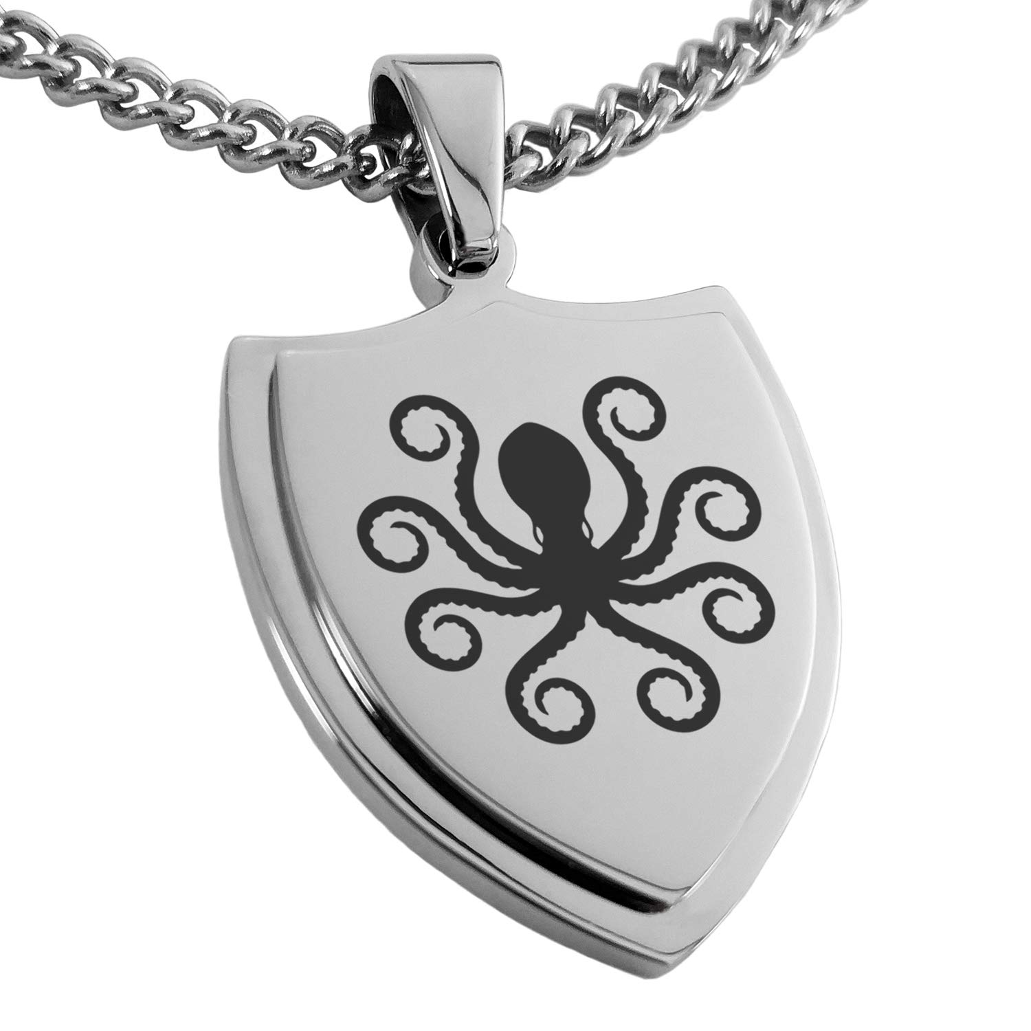 Tioneer Stainless Steel Legendary Kraken Shield Pendant Necklace