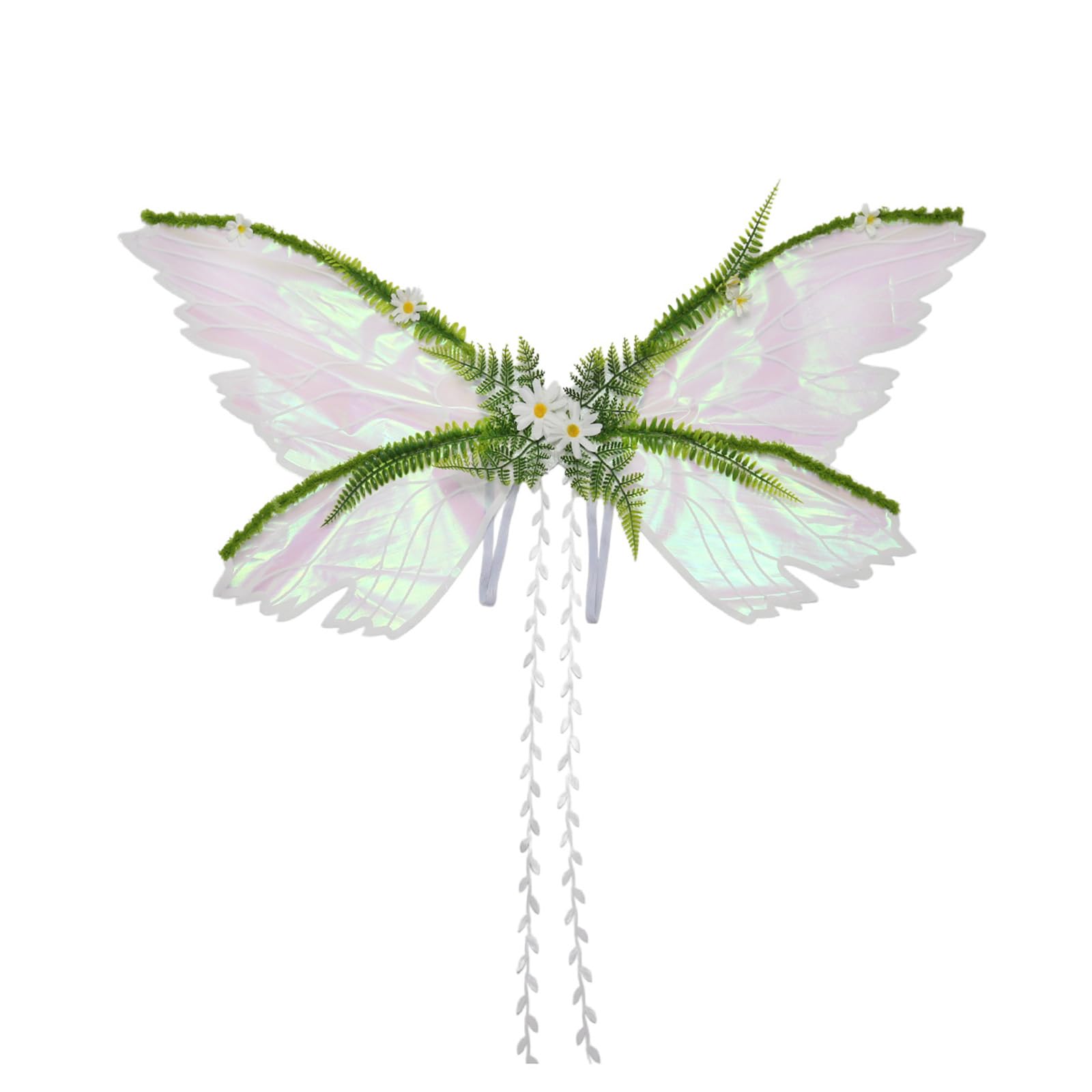Gliswaieuznd Fairy Wings for Adult Women Elf Butterfly Wings Forest Nature Fairy Costume Accessory for Halloween Cosplay Renaissance Wedding Photo Shoot (White, One Size)