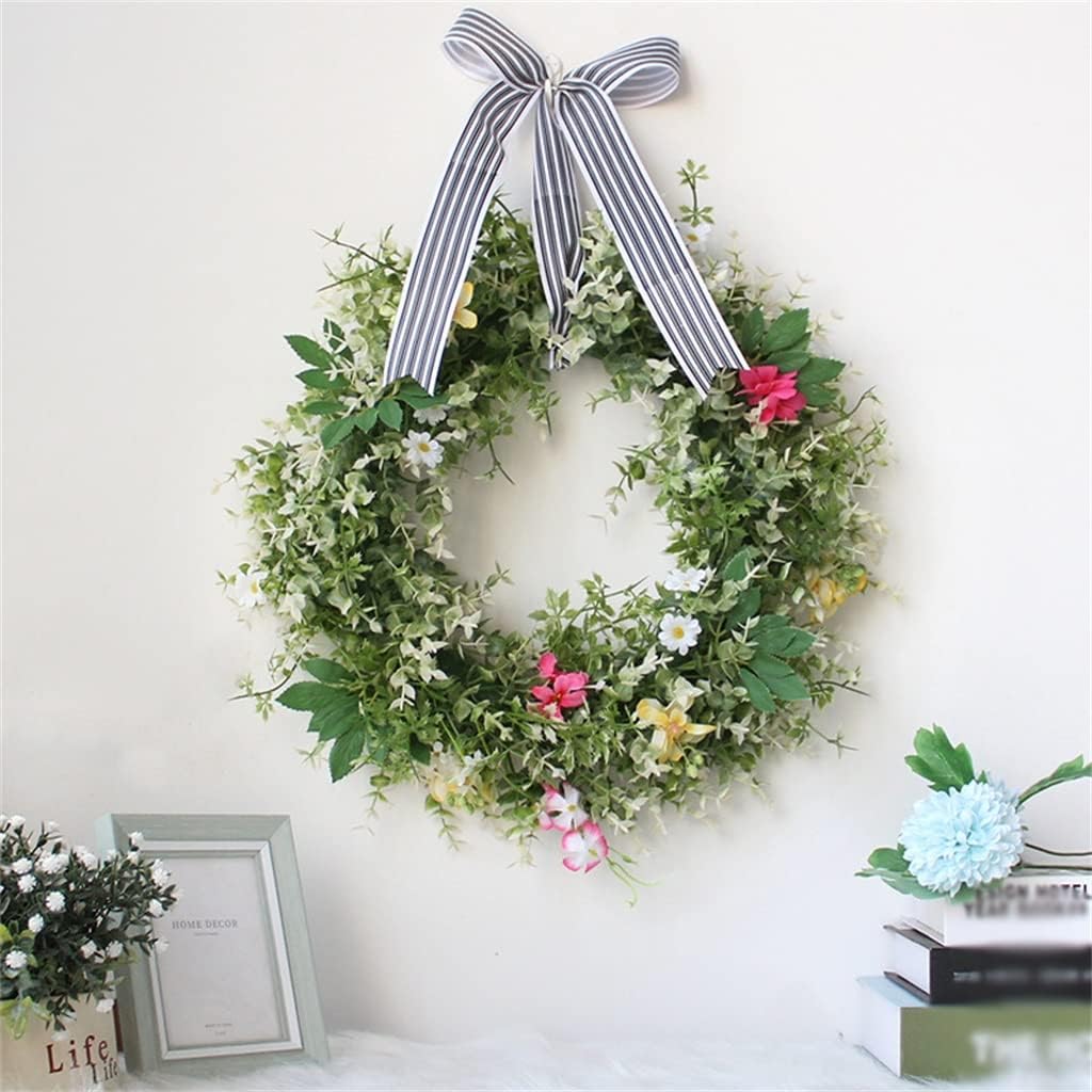 Simulated Green Plant Wreath Door Hanging Home Decoration with Eucalyptus Wreath