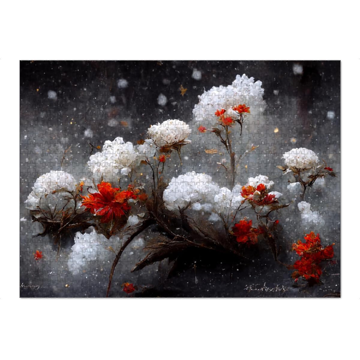 artboxONE-Puzzle XXL (1500 Teile) Natur Blumen mit Schnee - Puzzle digital Blumen digital