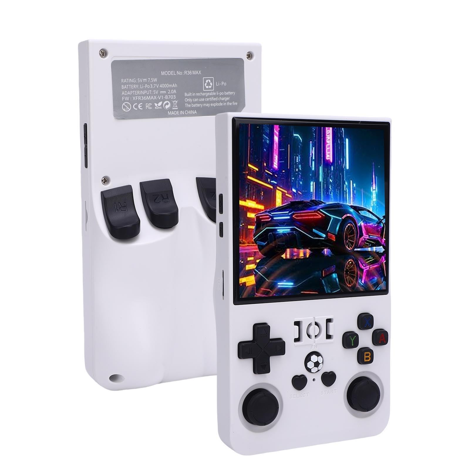RG4ZB Consola Portátil Retro Con 15.000 Juegos | Pantalla IPS 4 Pulgadas, Batería 3000 MAh, Soporte TF Hasta 512 GB, WiFi 2.4G, Color Blanco