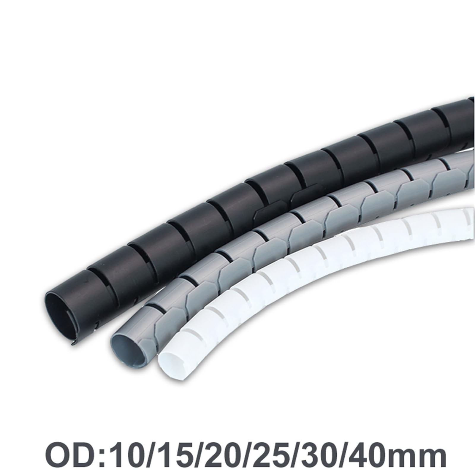 Tubo en Espiral para Cables, Enrollador De Cable Espiral Flexible Multicolor 8-42mm 1m 5m(Gray,32 mm)