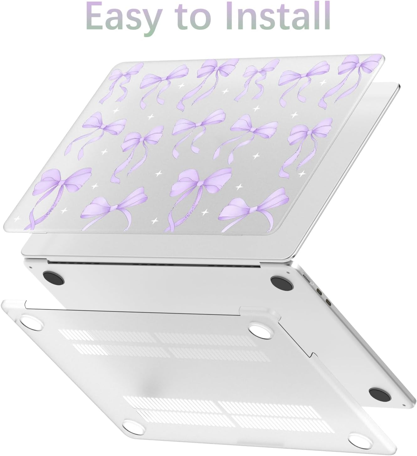 Compatible with MacBook Air 13 inch Case M1 A2337 A2179 A1932 2022 2021 2020 2019 2018 Release, Cute Purple Ribbon Bow Protective Hard Shell Matte Cover for MacBook Air 13.3 inch