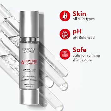 Conscious Chemist 6 Peptide | 50ml | Complex Collagen Boosting Firming Essence for Face, Niacinamide & Hyaluronic Reduce Fine Lines, Wrinkles, Face Serum for Men & Women