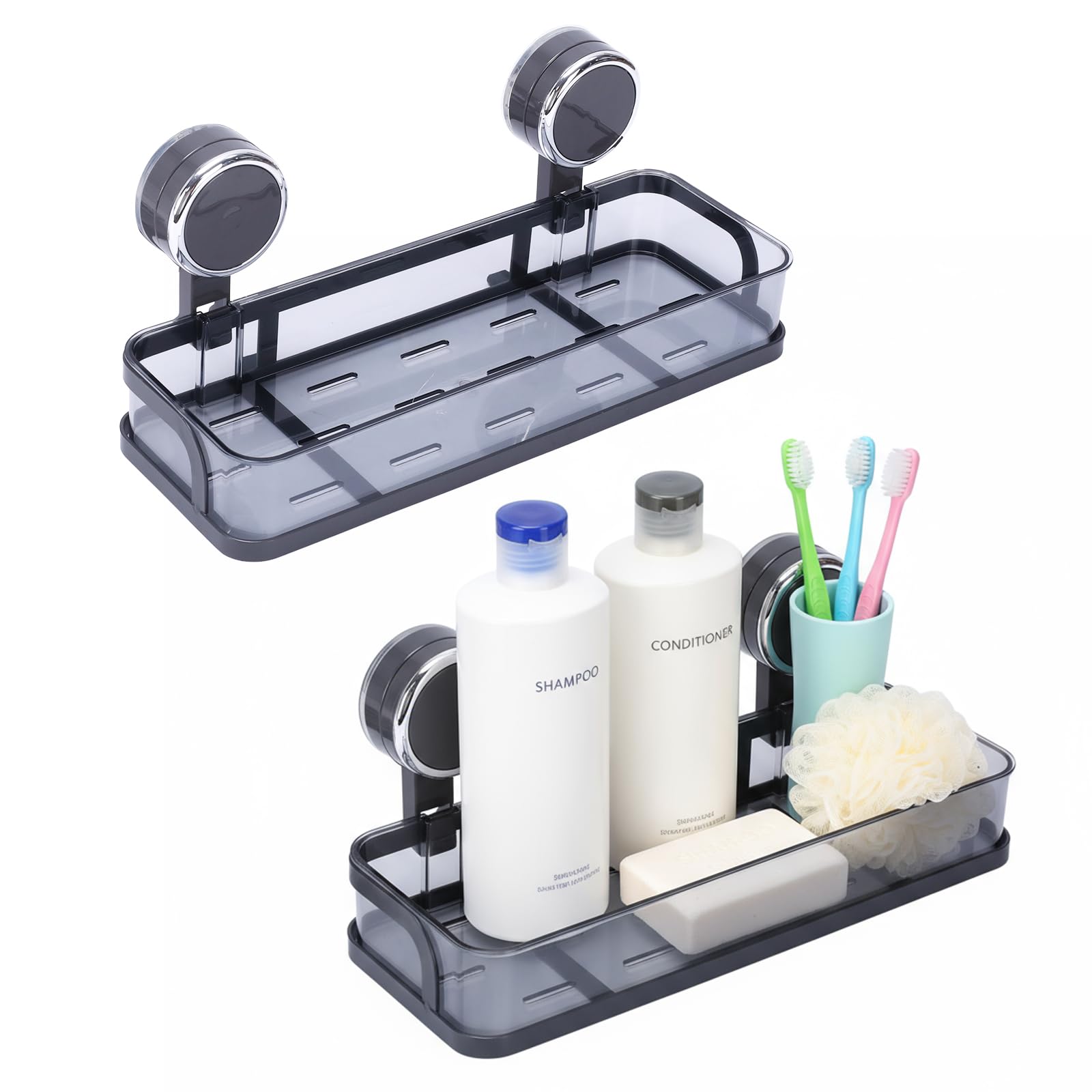 Yomjarl 2 Pack Shower Caddy Bathroom Organizers and Storage Shelves Powerful Suction Cup Shower Organizer with Handle Bathroom