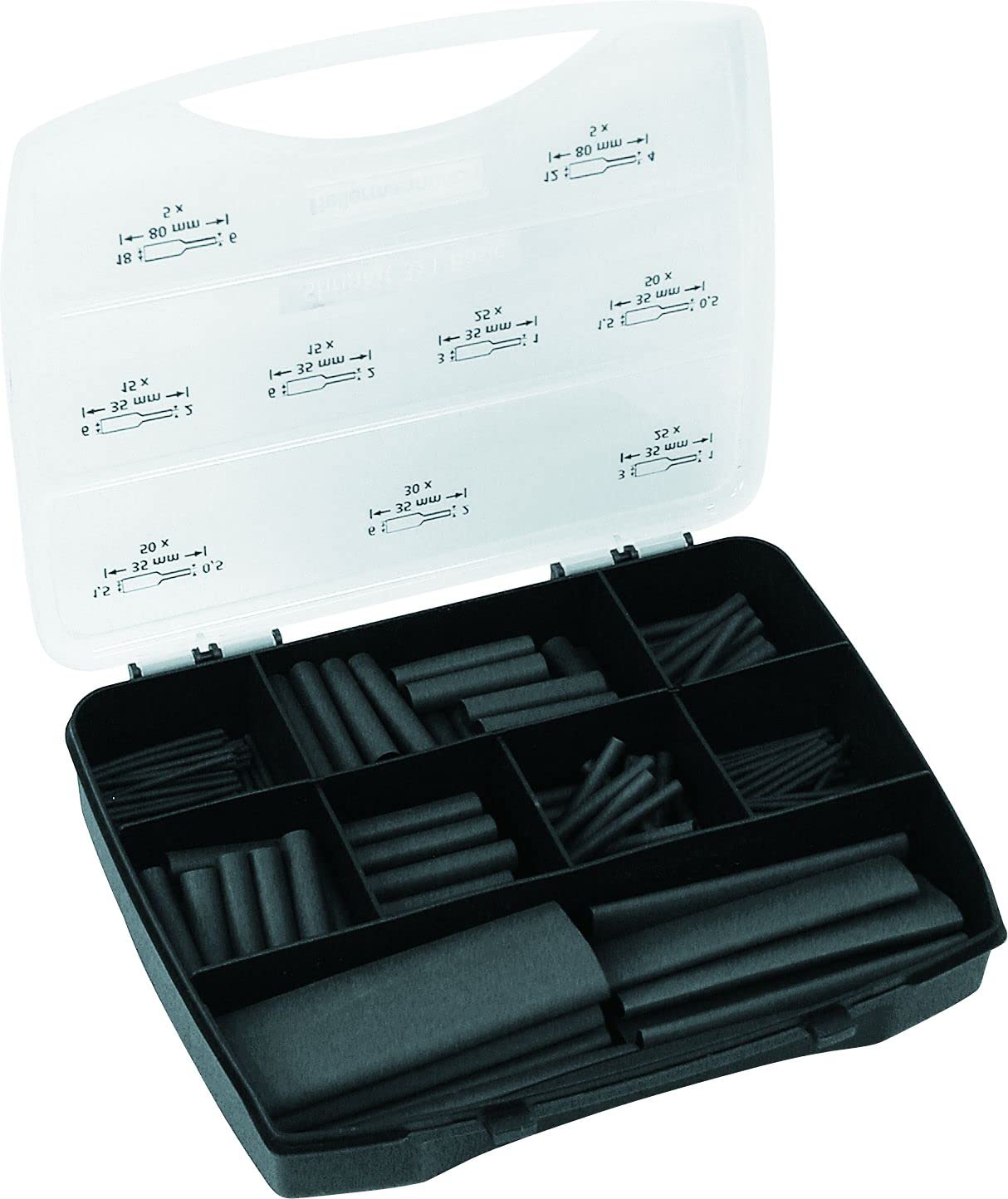 Hellermanntyton 220 Pc. Heat Shrink Tubing Kit, Black, Thin Wall Po, 3:1-380-03001