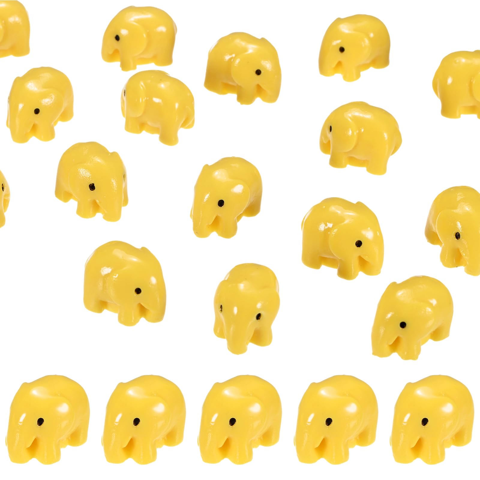M METERXITY 20-Pack Mini Resin Elephant, Small Tiny Elephant Figurines for Fairy Garden Decor/Micro Landscaping Home/Aquarium/Craft Supplies, Cute Resin Animal Statues [Yellow]