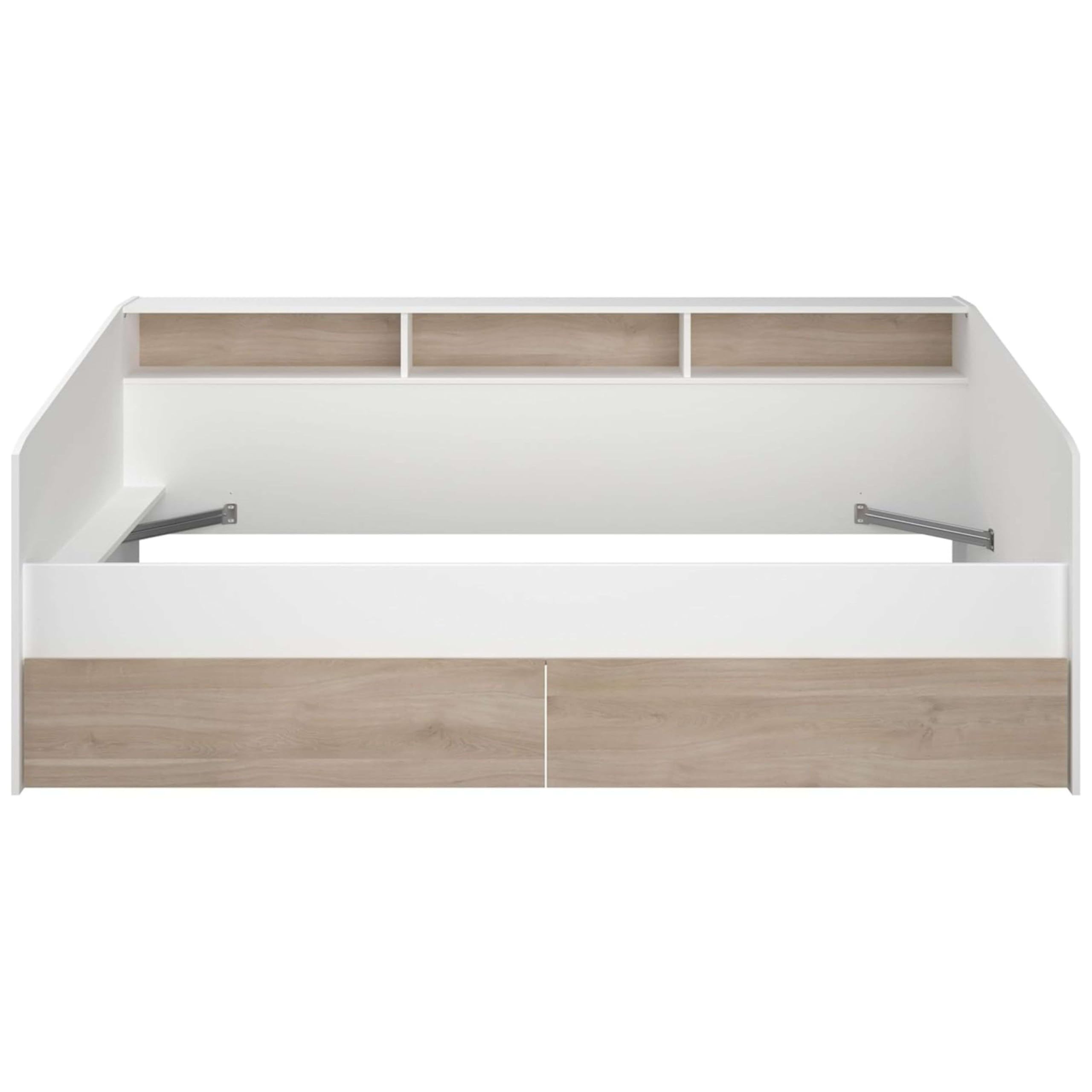 Miroytengo Cama Juvenil Style Color Blanco con cajones Roble Japonés habitacion Infantil Moderna 90x190-200 cm