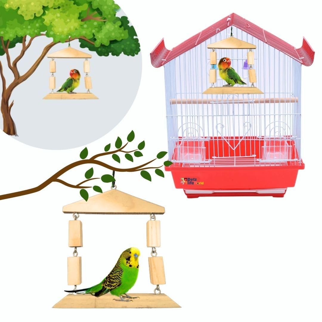 VAYINATO® Square Shape Natural Wood Hanging Swing Birds Cage Accessories Toy for Love Birds, Budgie, Cockatiel, by Petzlifeworld (B0C8D4PX18) Amazon Price History, Amazon Price Tracker