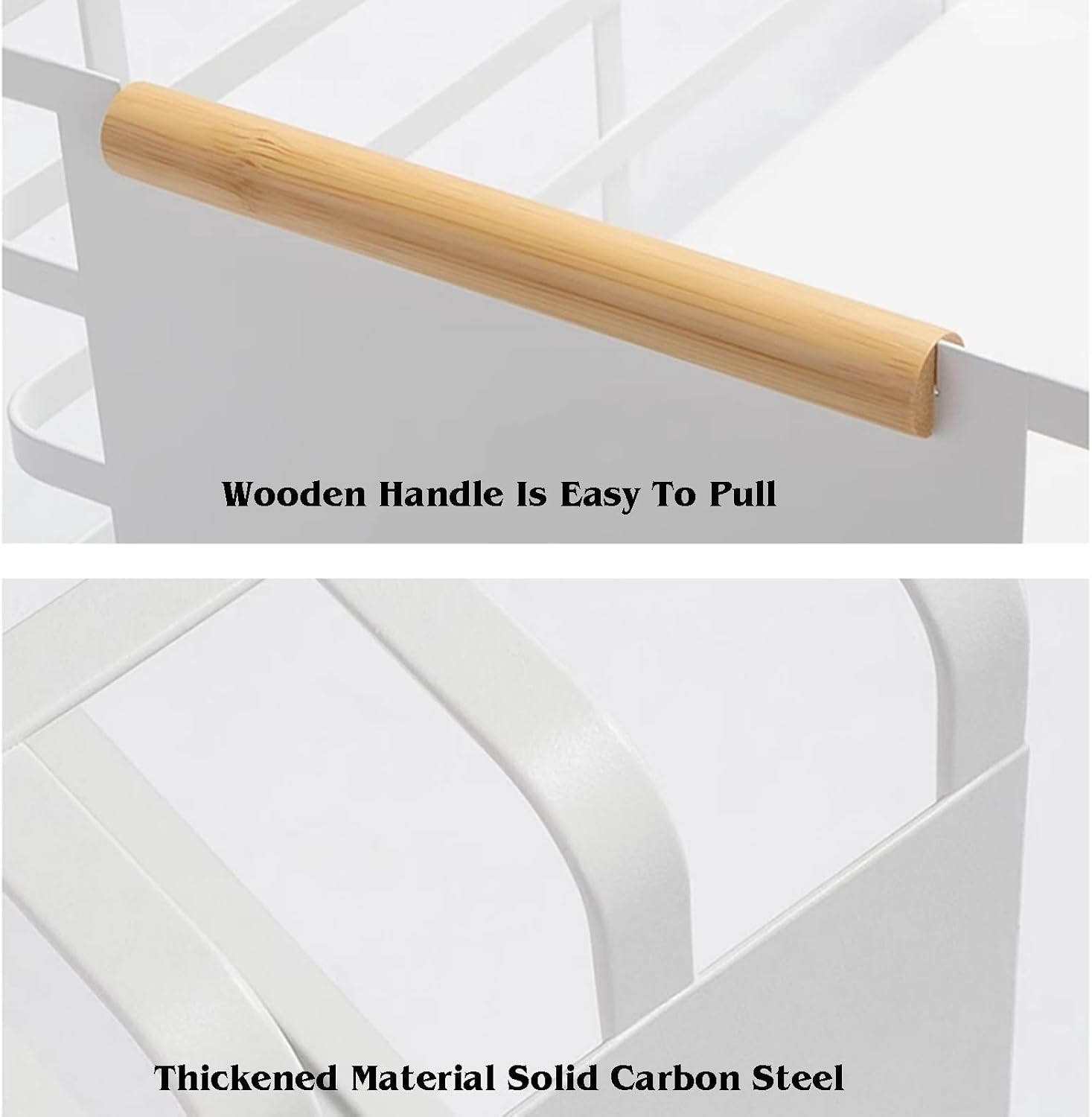 Pull Out Cabinet Organizer.Heavy-Duty Condiment Pull-Out Basket.Load Bearing 22 Ibs.Cabinet Slide Out Drawers for Bathroom Pantry Cupboard,Black-41.2x24.5x17.6cm