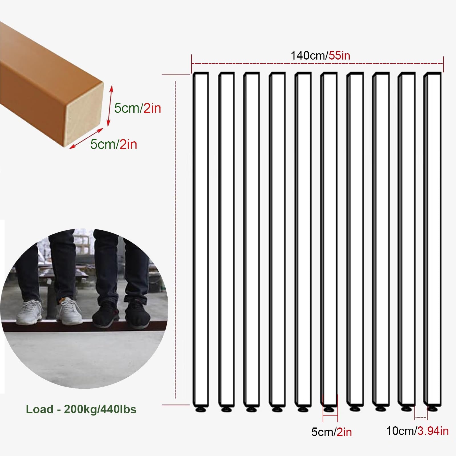 Biombo Separador de Ambientes De Techo a Suelo Postes Divisorios Blancos, Paquete de 10 Columnas Divisorias con Pie Ajustable, Láminas de Madera Bloqueo de Privacidad para Sala de Estar, Vestíbulo, Re