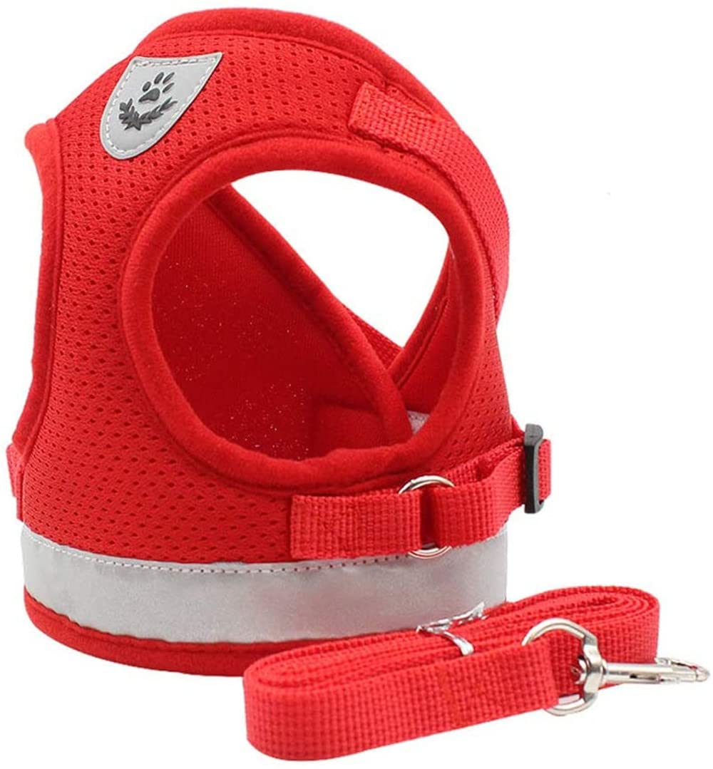 Mumoo Bear Comfort Step In Cat Harness Red And Leash Set For Puppies Cats Kitty Escape Proof Pet Vest Harnesses Small Animals Rabbitmousecats Under 9Lbs Medium, Red, Harness-Red