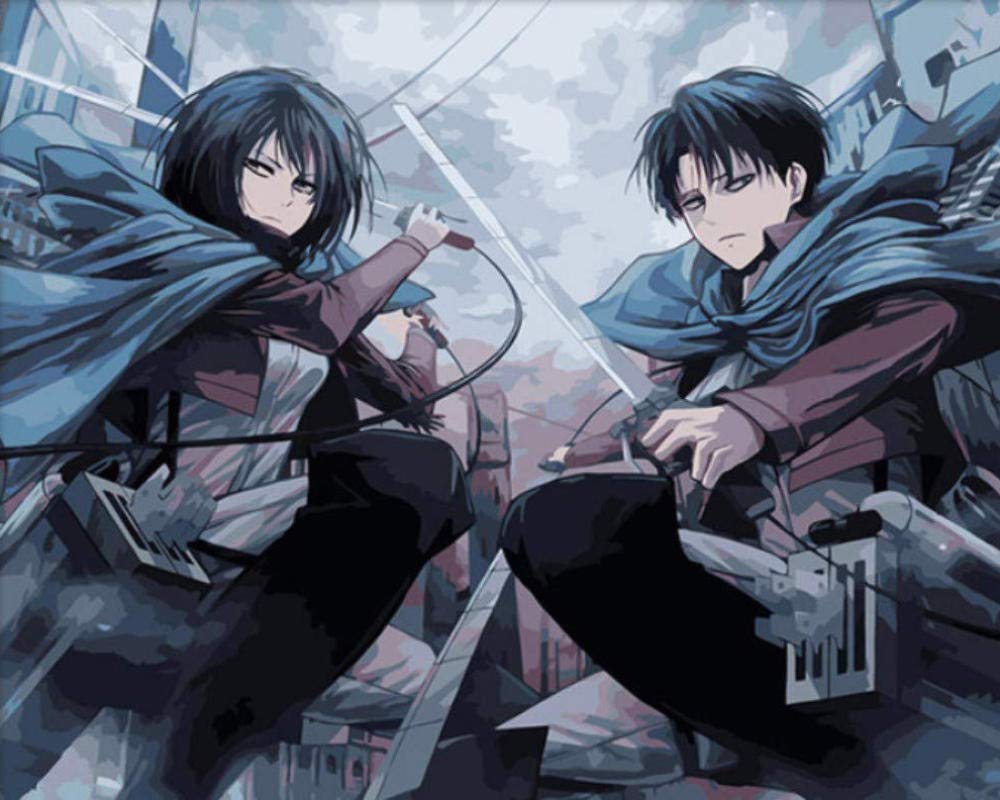 DIY oil painting kit, paint by numbers kit for kids and adults for Living Room Bedroom Kitchen Attack on titan anime