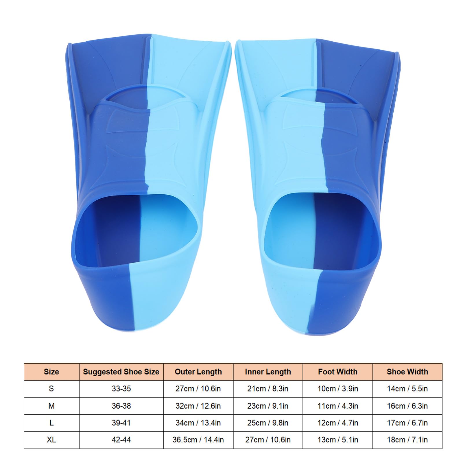 Swim Fins, 2pcs 2 Colour Silicone Anti Slip Swimming Flippers with Mesh Bag for Swim Training, Dive Gear, Snorkeling, Breaststroke (M)