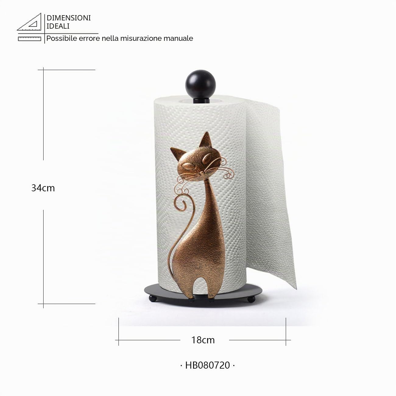 HAUCOZE Metallo Portarotolo Cucina, Porta Carta da Cucina, Porta Carta da Bagno, Portasalviette di Carta per Kitchen Countertop 34cm