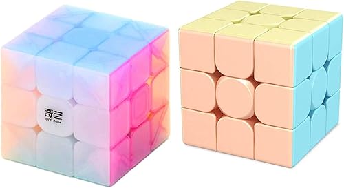 CuberSpeed Paquete Moyu Macaron Meilong 3x3 sin pegatinas con QY Toys Warrior W 3x3 Jelly Cube Puzzle