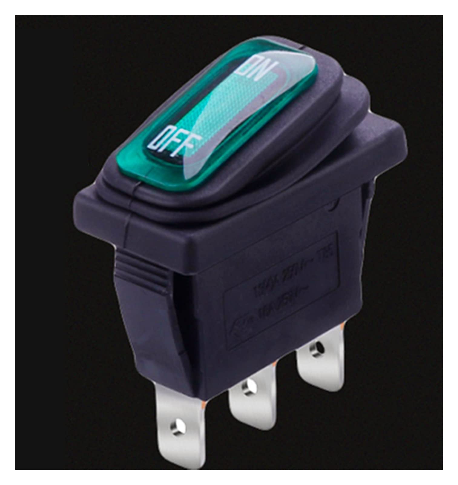 Interrupteur à bascule KCD3 3 broches ON/OFF 15A avec voyant LED vert étanche