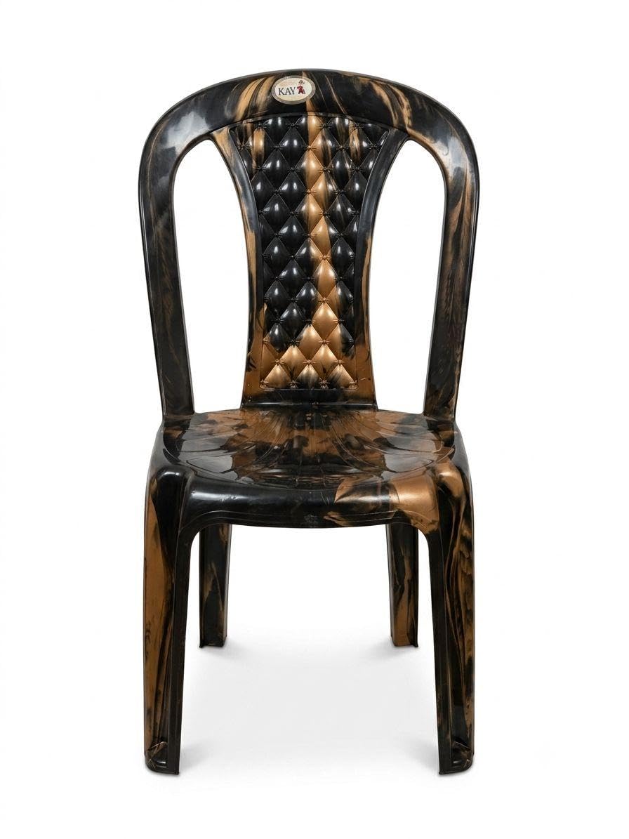 Heavy Duty Marble Finish Plastic Chair | Durable Stackable Chair with Ergonomic Back Support | Indoor & Outdoor for Home, Office, Dining, Garden & Balcony | Black & Brown |1 Piece-image-42