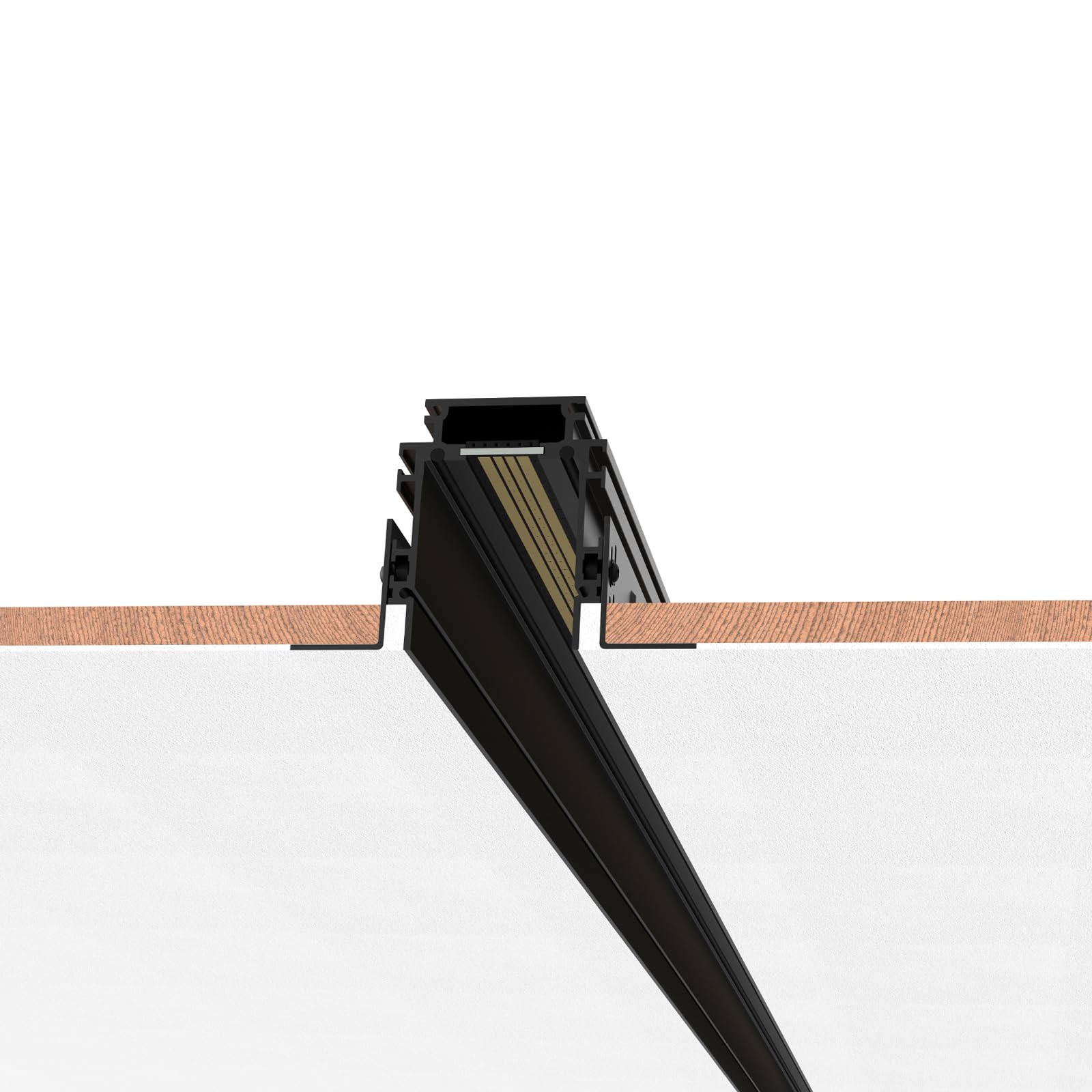 SCON Pista Magnético Lineal con 4 Hilos en Sistemas LED de Riel Magnético Empotrado, Diseño Lineal con Estructura de Aluminio Integrado(Negro/100cm/Sin Transformador Incorporado)