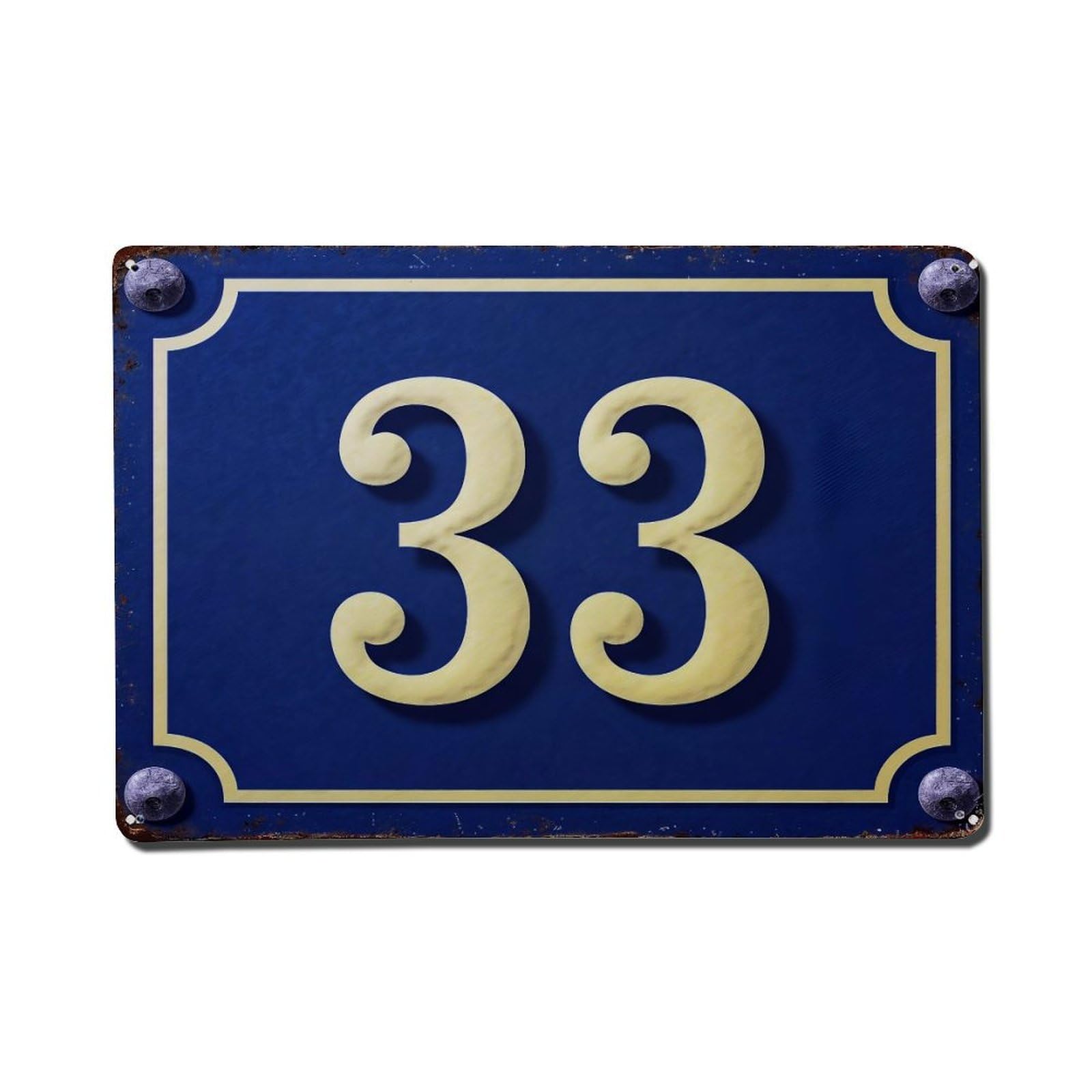 Blue Background Gold Numbers Metal Plate Design Metal Tin Sign Plaque
