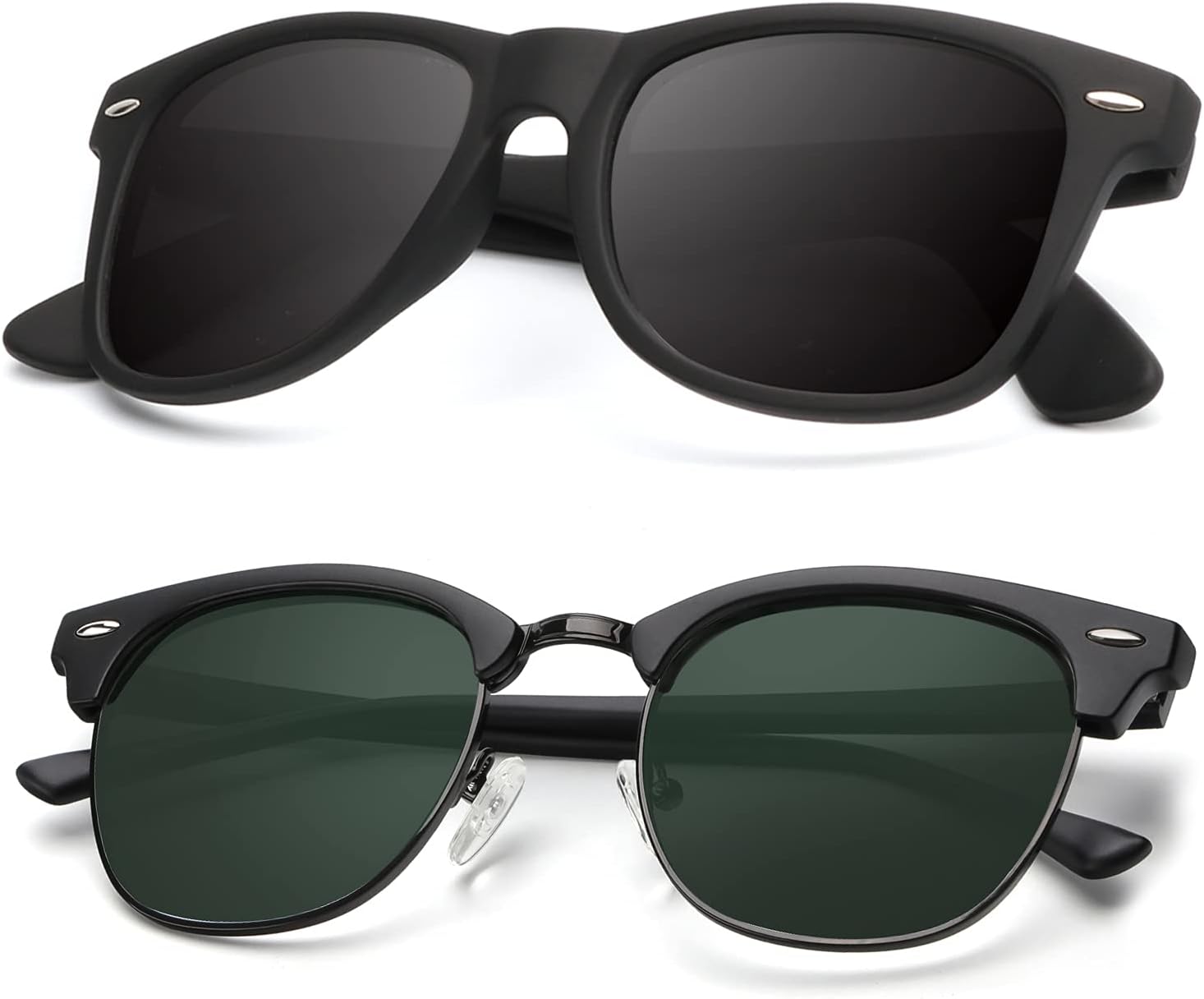 KALIYADI Polarized Sunglasses for Men and Women Semi-Rimless Frame Driving Sun glasses UV Blocking