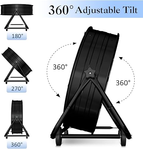 Miniatura 3 de LifePlus Ventilador de tambor industrial de 24 pulgadas, ventilador de piso de alta velocidad de 3 velocidades, circulador de aire de metal