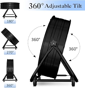 LifePlus 24 Inch Industrial Drum Fan High Velocity Floor Shop Fan 3 Speed, Heavy Duty Metal Air Circulator with Adjustable Tilt & Large Wheel for Warehouse, Garage, Factory, Patio, Barn, Black