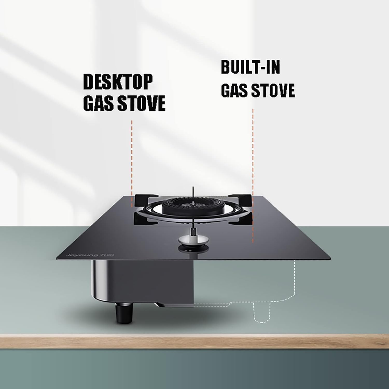 Gas cooktop Desktop Upgrade Gas Stove Gas hob Desktop/Built-in Household Gas Stove 4.8kW Triple Ring Burner Black Explosion-proof Tempered Glass Kitchen Cooktop Cooker With FFD And(LPG)