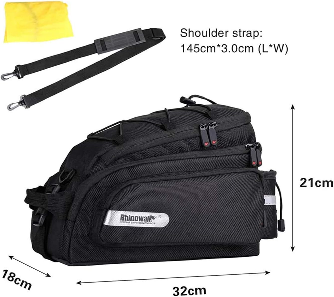 HUNTVP Bike Trunk Bag Bike Rear Seat Bag Waterproof Bike Pannier Bag 12L for Bicycle Cargo Rack Saddle Bag Bicycle Commuter Bag Shoulder Bag Laptop Pannier Luggage Bag Rack Bicycle Bag : Sports & Outdoors