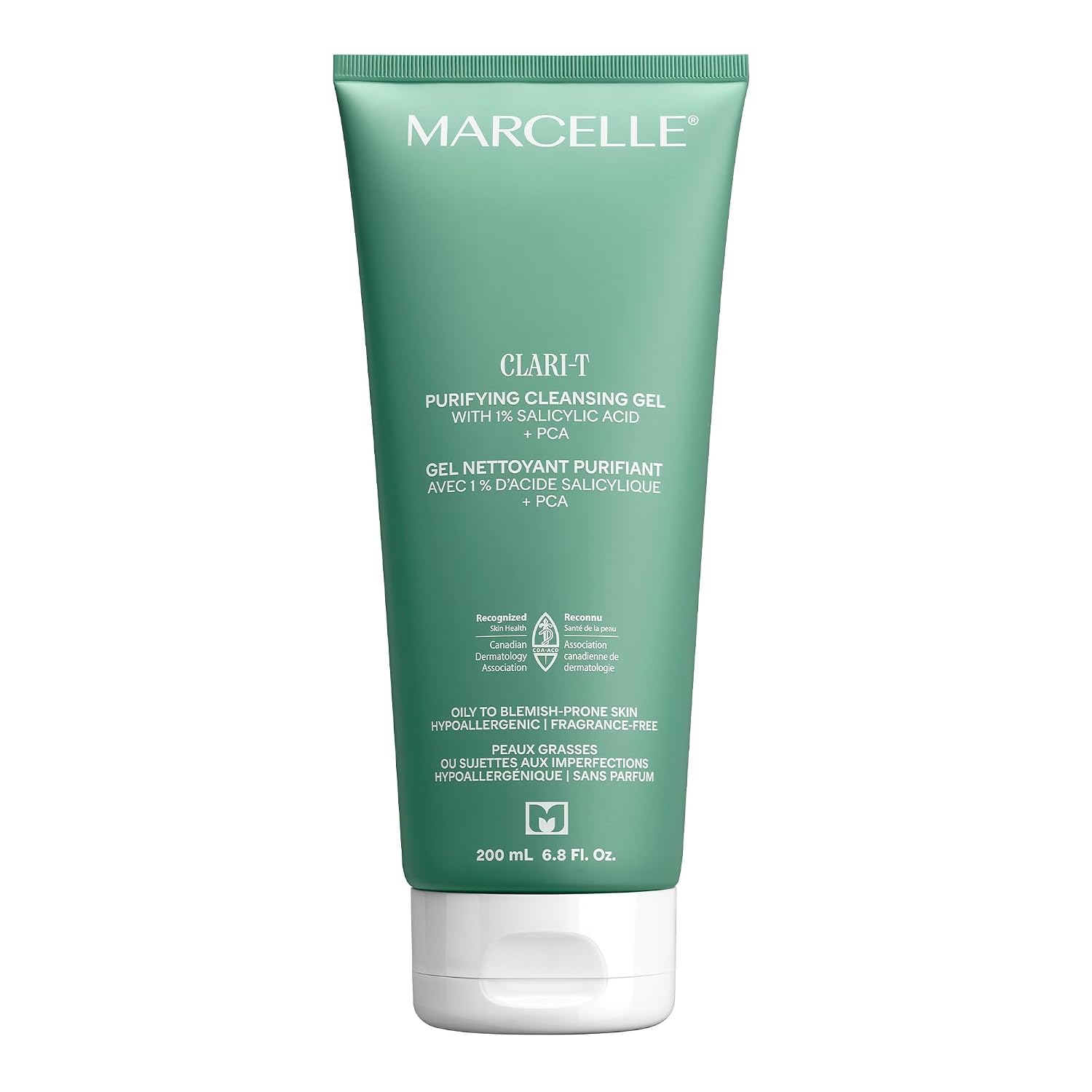 MARCELLE Clari-T Purifying Cleansing Gel with 1% Salicylic Acid + PCA, Facial Cleanser, Clarifying & Exfoliating, Vegan, Cruelty-Free, Hypoallergenic, Fragrance-Free, Non-Comedogenic, 200 mL