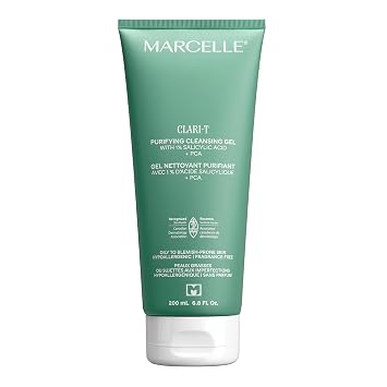 MARCELLE Clari-T Purifying Cleansing Gel with 1% Salicylic Acid + PCA, Facial Cleanser, Clarifying & Exfoliating, Vegan, Cruelty-Free, Hypoallergenic, Fragrance-Free, Non-Comedogenic, 200 mL