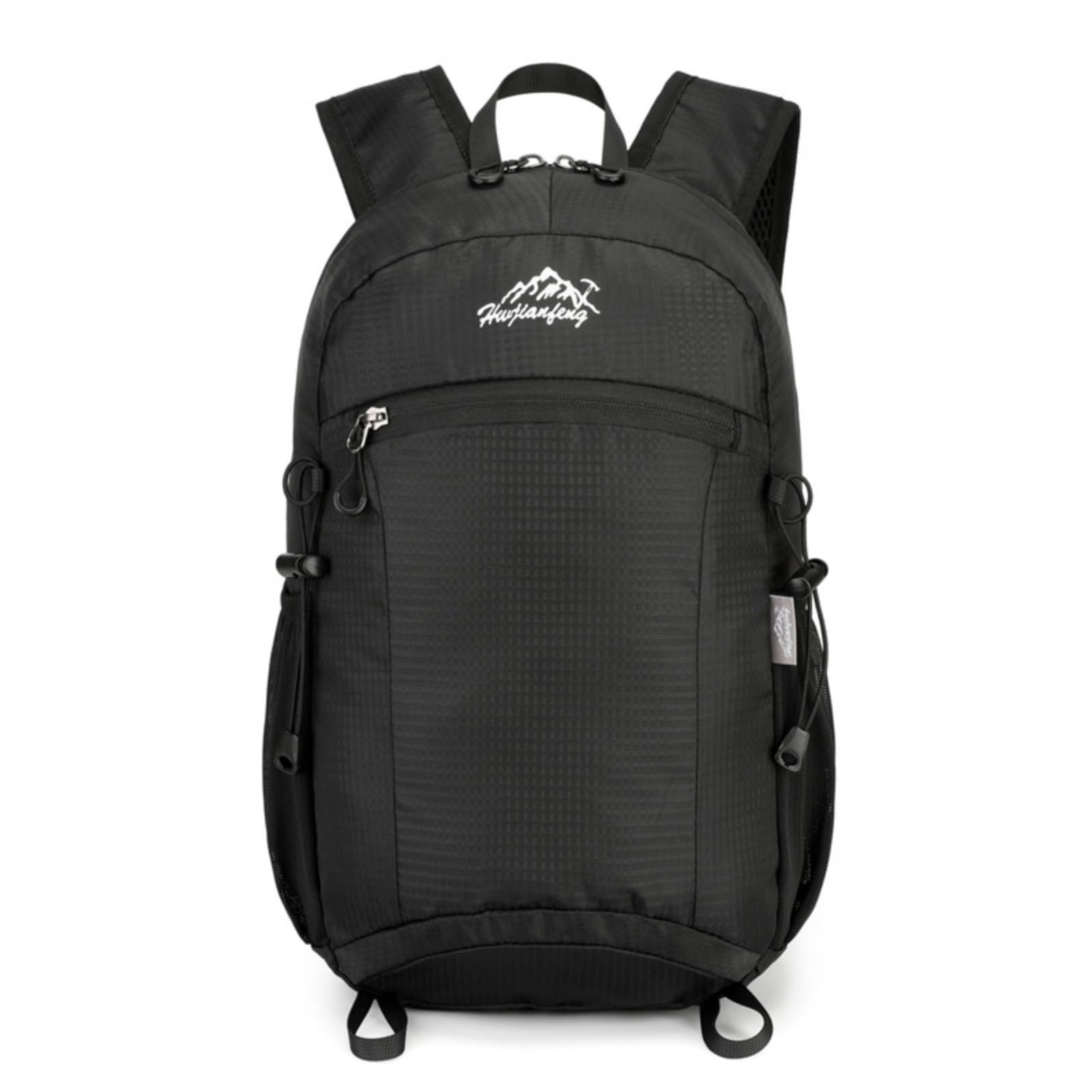 Foldable Waterproof Backpack Side Pockets Lightweight Backpack Front Zip Pocket Packable Daypack Rounded Rectangular for Walking, Cycling, Black | Sporting Goods | Outdoor Sports-picture-19
