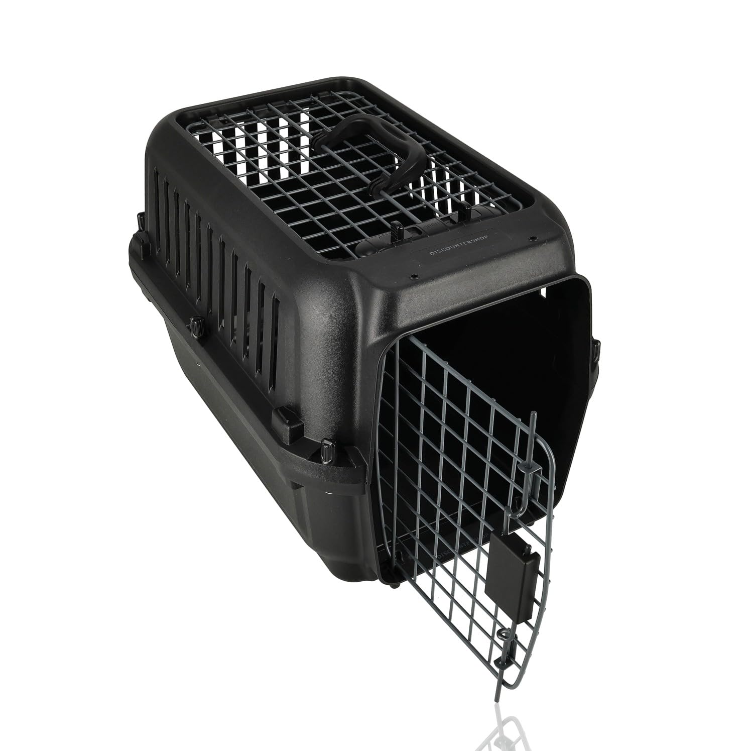 Katzenbank / Hundebank Klein 50x35x34 cm - Transportbox Katze & Kleiner Hund bis 12 kg - Zerlegbarer Reisekorb mit Schrauben - Tragbare Kunststoff-Transportbox Schwarz