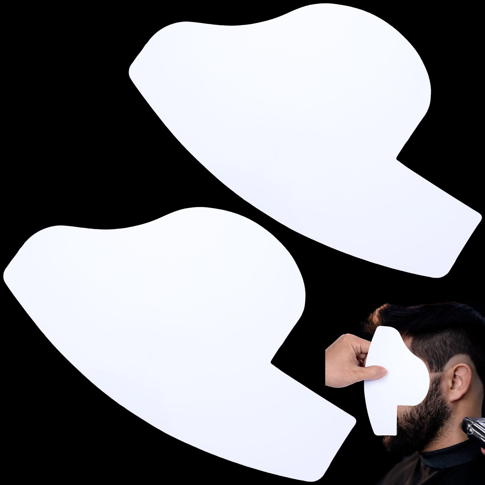 CustomyLife 2pcs Hairline Filler Design, Beard Shaping Card for Barbers Enhancement Mustache Styling Design Tools for Airbrush