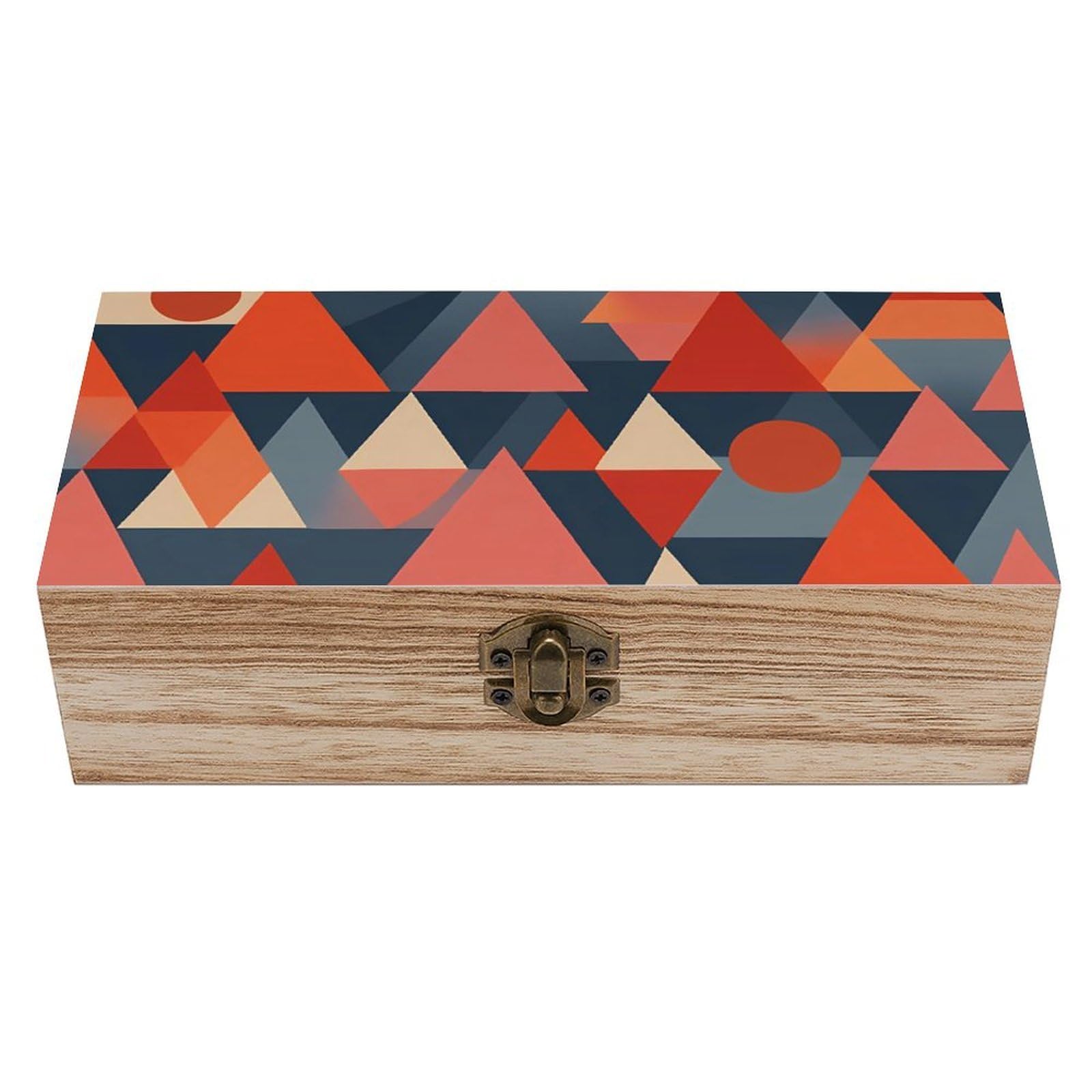 HLBSDM Mid Century Abstract Sunset Aesthetic Retro Wooden Storage Box Jewelry Art Gift Boxs Decorative Keepsake Boxes