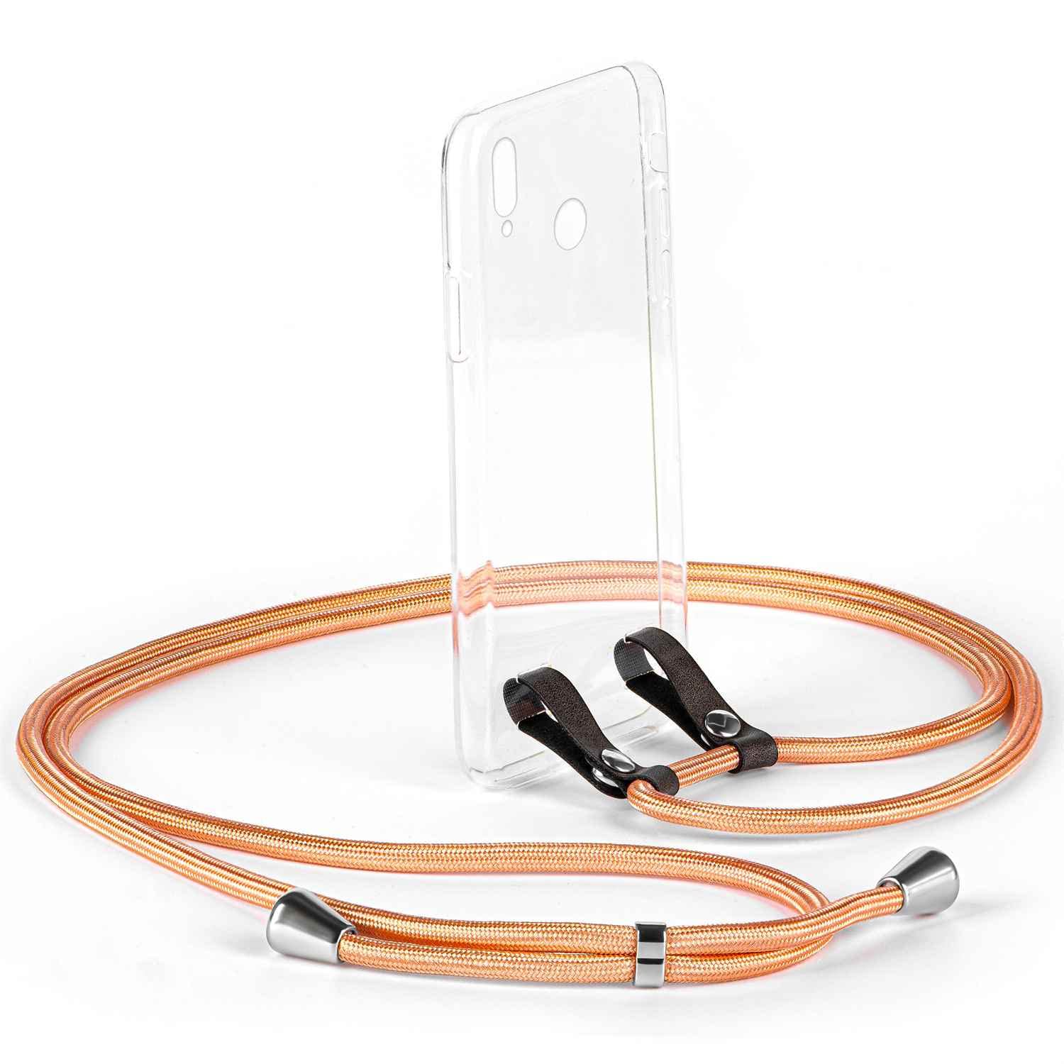MoEx Coque Avec Chaîne Portable Pour Huawei Honor 8X - Bandoulière Réglable Or Rose, Protection Et Mains Libres
