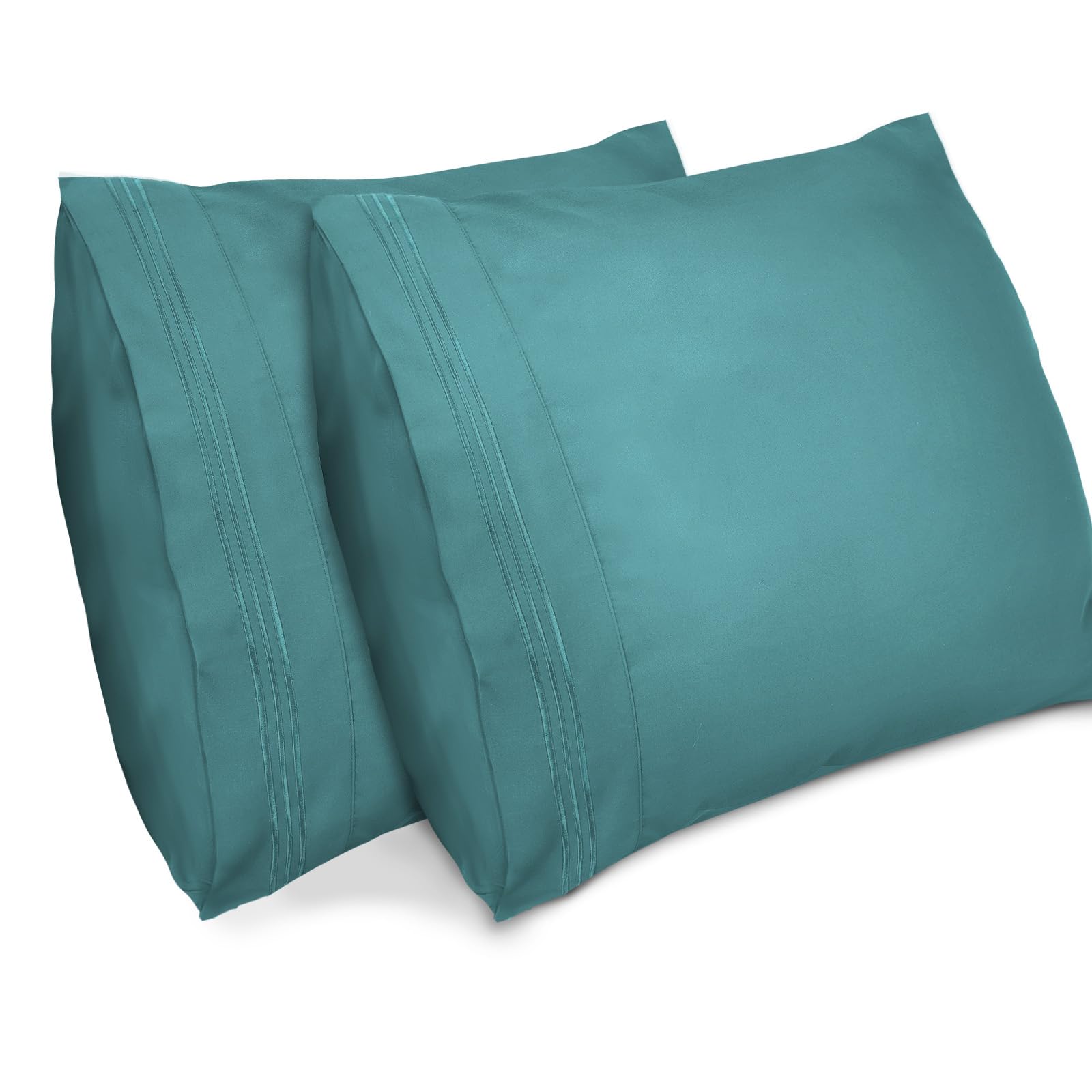 Lirex 2-Pack Fundas de Almohada 1800 hilos, Fundas de Almohada de Microfibra Suave Cepillada, Transpirables sin Arrugas y Lavables a Máquina (50x70 cm, Blanco) — view 9