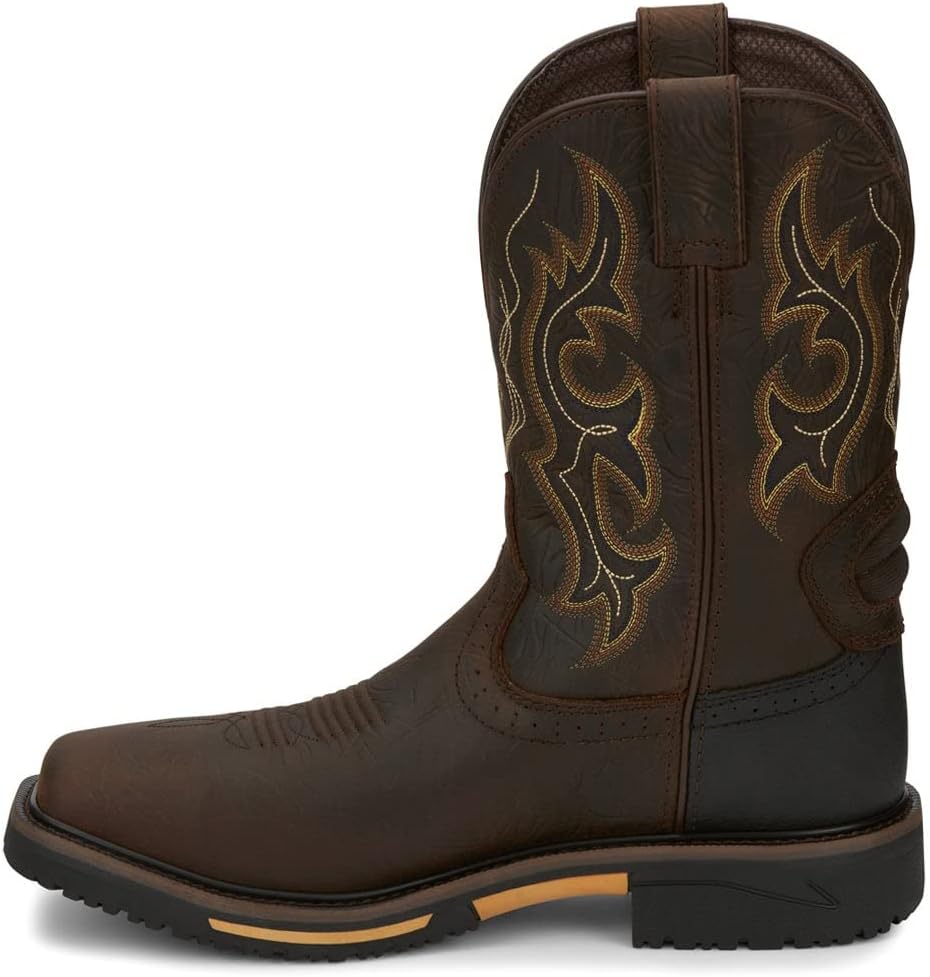 Justin Men's Joist Rustic Waterproof Western Work Boot Composite Toe Distressed Brown 9 D(M) US