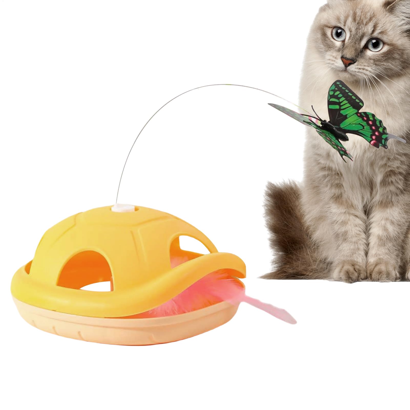 Jouet interactif pour chat avec papillon rotatif stimulant l'instinct de chasse