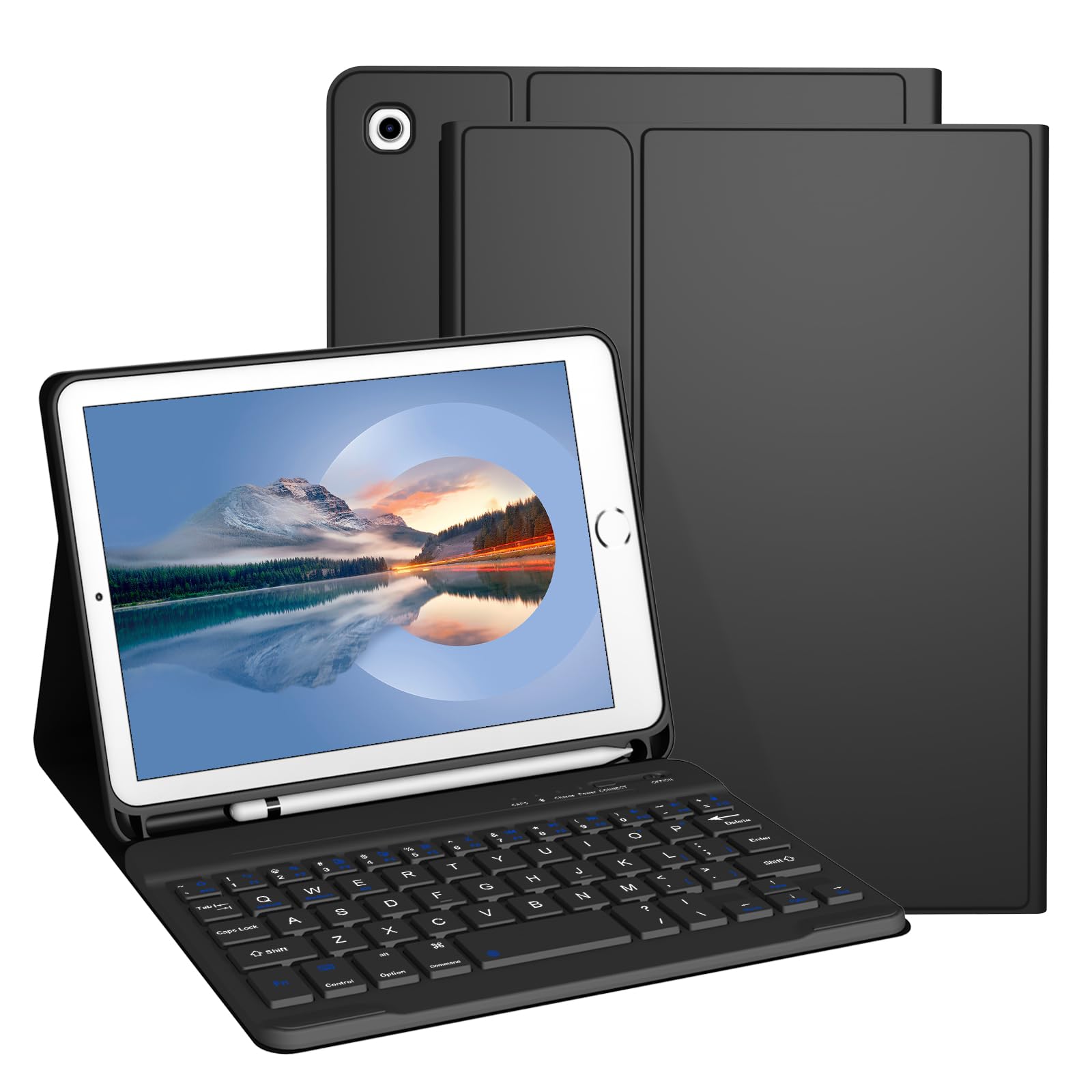 Divufus Keyboard Case for iPad Mini 5th & Mini 4th Generation 7.9 Inch [Magnetic Detachable Wireless Keyboard][Support 3 System] Flip Stand Case with Pencil Holder for iPad Mini 4/5, Black